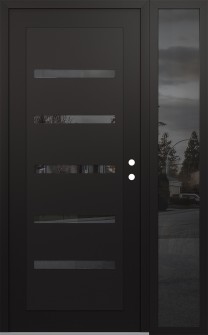 Diamond C7 50" x 80" black/black mirrored Glass Panel black LHI with Sidelite mirrored Glass