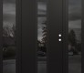 Modern Steel Front Door DIAMOND A9 60" X 80" BLACK/BLACK MIRRORED GLASS PANEL BLACK LHI WITH 2 SIDELITES MIRRORED GLASS