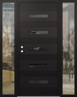 Diamond D9 60" x 80" black/black Mirrored Glass Panel black RHI with 2 Sidelites clear Glass