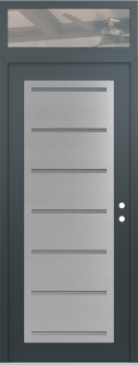 Diamond C11 36" x 96" anthracite/anthracite frosted Glass Panel stainless steel LHI with Transom clear Glass