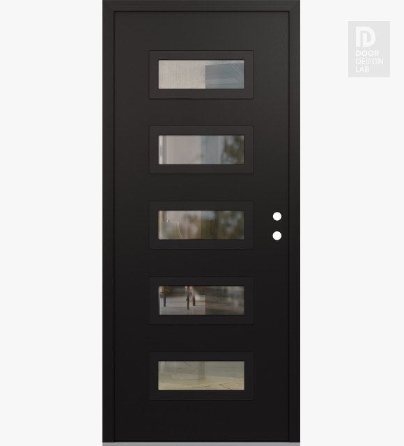 Modern Steel Front Door Diamond D1 36" x 80" black/black clear Glass Panel black LHI