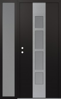 DIAMOND A10 48" X 80" BLACK/WHITE FROSTED GLASS PANEL STAINLESS STEEL RHI WITH SIDELITE FROSTED GLASS