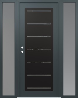 Diamond C11 68" x 80" anthracite/anthracite mirrored Glass Panel black RHI with 2 Sidelites frosted Glass
