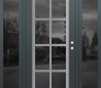 Modern Steel Front Door Diamond C16 60" x 80" anthracite/anthracite mirrored Glass Panel stainless steel LHI with 2 Sidelites mirrored Glass