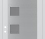 Modern Steel Front Door Diamond C5 36" x 96" white/white frosted Glass Panel stainless steel RHI with Transom frosted Glass