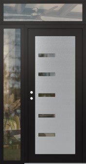 Diamond C8 50" x 96" black/black clear Glass Panel stainless steel RHI with Sidelite and Transom clear Glass