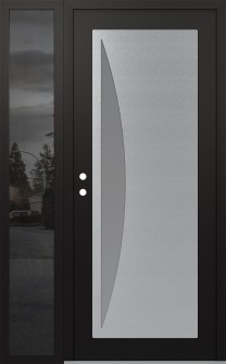 Diamond C13 52" x 80" black/white frosted Glass Panel stainless steel RHI with Sidelite mirrored Glass