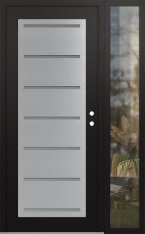 Diamond C11 50" x 80" black/white frosted Glass Panel stainless steel LHI with Sidelite clear Glass