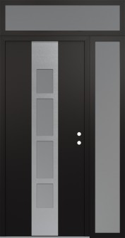 DIAMOND A10 48" X 96" BLACK/WHITE FROSTED GLASS PANEL STAINLESS STEEL LHI WITH SIDELITE AND TRANSOM FROSTED GLASS