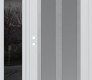 Modern Steel Front Door Diamond C14 52" x 80" white/white frosted Glass Panel stainless steel RHI with Sidelite mirrored Glass
