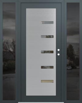 Diamond C8 64" x 80" anthracite/anthracite clear Glass Panel stainless steel LHI with 2 Sidelites mirrored Glass