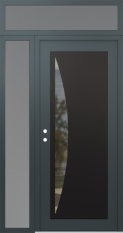 Diamond C13 52" x 96" anthracite/anthracite clear Glass Panel black RHI with Sidelite and Transom frosted Glass