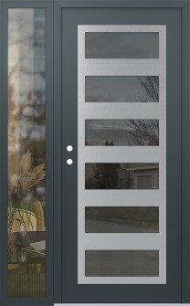 Diamond C9 52" x 80" anthracite/anthracite mirrored Glass Panel stainless steel RHI with Sidelite clear Glass