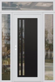 Diamond C6 60" x 96" white/white clear Glass Panel black RHI with 2 Sidelites and Transom clear Glass