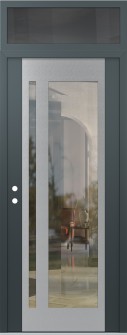 Diamond C15 36" x 96" anthracite/anthracite clear Glass Panel stainless steel RHI with Transom mirrored Glass
