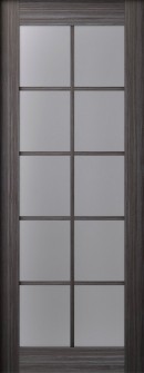 DOOR SLAB PALLADIO 10 LITE VETRO GRAY OAK 30" X 80" X 1 9/16" TEMPERED FROSTED GLASS