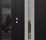 Modern Steel Front Door DIAMOND A5 52" X 80" BLACK/BLACK CLEAR GLASS PANEL STAINLESS STEEL RHI WITH SIDELITE MIRRORED GLASS