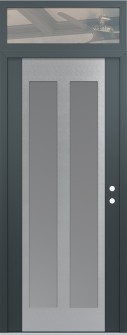 Diamond C14 36" x 96" anthracite/anthracite frosted Glass Panel stainless steel LHI with Transom clear Glass