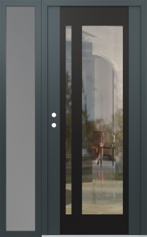 Diamond C15 52" x 80" anthracite/anthracite clear Glass Panel black RHI with Sidelite frosted Glass