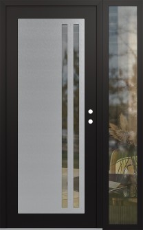 Diamond C6 50" x 80" black/black clear Glass Panel stainless steel LHI with Sidelite clear Glass