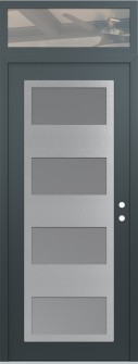 Diamond C2 36" x 96" anthracite/anthracite frosted Glass Panel stainless steel LHI with Transom clear Glass