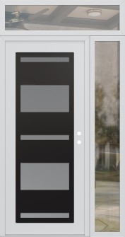 Diamond C10 52" x 96" white/white frosted Glass Panel black LHI with Sidelite and Transom clear Glass