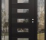 Modern Steel Front Door Diamond D3 60" x 80" black/black clear Glass Panel black LHI with 2 Sidelites clear Glass