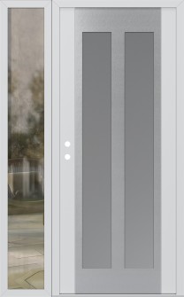 Diamond C14 52" x 80" white/white frosted Glass Panel stainless steel RHI with Sidelite clear Glass