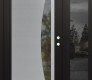 Modern Steel Front Door Diamond C13 50" x 80" black/black clear Glass Panel stainless steel LHI with Sidelite mirrored Glass
