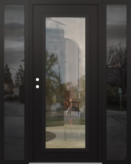 Diamond C1 68" x 80" black/black clear Glass Panel black RHI with 2 Sidelites mirrored Glass
