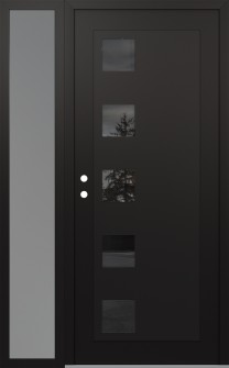 Diamond C5 50" x 80" black/black mirrored Glass Panel black RHI with Sidelite frosted Glass