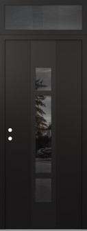 DIAMOND A9 36" X 96" BLACK/BLACK MIRRORED GLASS PANEL BLACK RHI WITH TRANSOM MIRRORED GLASS