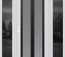 Modern Steel Front Door Diamond C14 60" x 80" white/white frosted Glass Panel black RHI with 2 Sidelites mirrored Glass