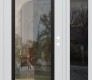 Modern Steel Front Door Diamond C1 48" x 80" white/white clear Glass Panel black LHI with Sidelite mirrored Glass