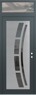 Diamond C12 36" x 96" anthracite/anthracite mirrored Glass Panel stainless steel LHI with Transom clear Glass