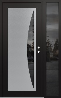 Diamond C13 50" x 80" black/black mirrored Glass Panel stainless steel LHI with Sidelite mirrored Glass