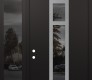 Modern Steel Front Door DIAMOND A9 50" X 96" BLACK/BLACK MIRRORED GLASS PANEL STAINLESS STEEL RHI WITH SIDELITE AND TRANSOM MIRRORED GLASS