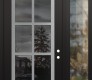 Modern Steel Front Door Diamond C16 52" x 96" black/black mirrored Glass Panel stainless steel LHI with Sidelite and Transom clear Glass