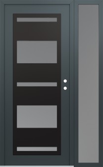 Diamond C10 52" x 80" anthracite/anthracite frosted Glass Panel black LHI with Sidelite frosted Glass