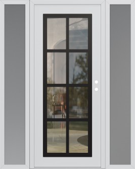 Diamond C16 60" x 80" white/white clear Glass Panel black LHI with 2 Sidelites frosted Glass