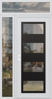 Diamond C2 50" x 96" white/white clear Glass Panel black RHI with Sidelite and Transom clear Glass