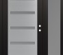 Modern Steel Front Door Diamond C7 52" x 80" black/white frosted Glass Panel stainless steel LHI with Sidelite frosted Glass