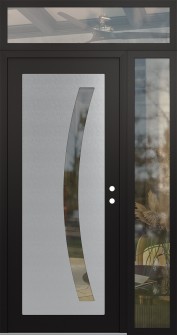 Diamond C4 48" x 96" black/black clear Glass Panel stainless steel LHI with Sidelite and Transom clear Glass