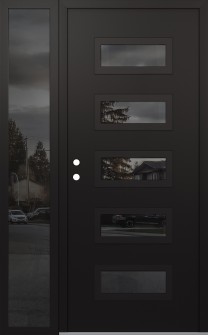 Diamond D1 52" x 80" black/black mirrored Glass Panel black RHI with Sidelite mirrored Glass