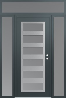 Diamond C9 60" x 96" anthracite/anthracite frosted Glass Panel stainless steel LHI with 2 Sidelites and Transom frosted Glass