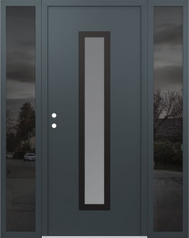DIAMOND A11 68" X 80" ANTHRACITE/ANTHRACITE FROSTED GLASS PANEL BLACK RHI WITH 2 SIDELITES MIRRORED GLASS