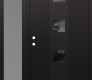 Modern Steel Front Door DIAMOND A12 48" X 80" BLACK/BLACK MIRRORED GLASS PANEL BLACK RHI WITH SIDELITE FROSTED GLASS