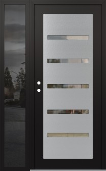 Diamond C7 52" x 80" black/black clear Glass Panel stainless steel RHI with Sidelite mirrored Glass
