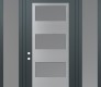 Modern Steel Front Door Diamond C2 64" x 96" anthracite/anthracite frosted Glass Panel stainless steel RHI with 2 Sidelites and Transom frosted Glass