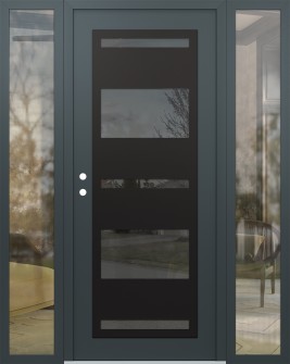 Diamond C10 60" x 80" anthracite/anthracite mirrored Glass Panel black RHI with 2 Sidelites clear Glass
